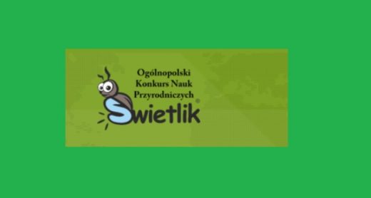 Na zielonym tle umieszczono logo Ogólnopolskiego Konkursu Nauk Przyrodniczych Świetlik