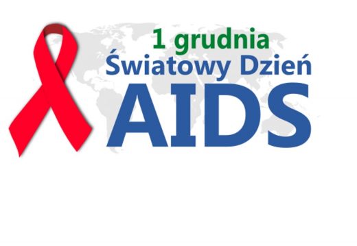 logo światowego dnia AIDS - na białym tle czerwona wstążeczka i napis 1 grudnia Światowy Dzień AIDS